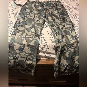 Camouflage cargo boot cut pants